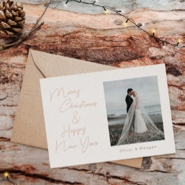 Tarjeta Festiva Con Relieve Metalizado Navidades minimalistas Script Relieve metalizado t