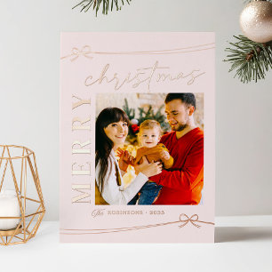 Tarjeta Festiva Con Relieve Metalizado Navidades Mínimos De Bebé Rosa Femenino Foto