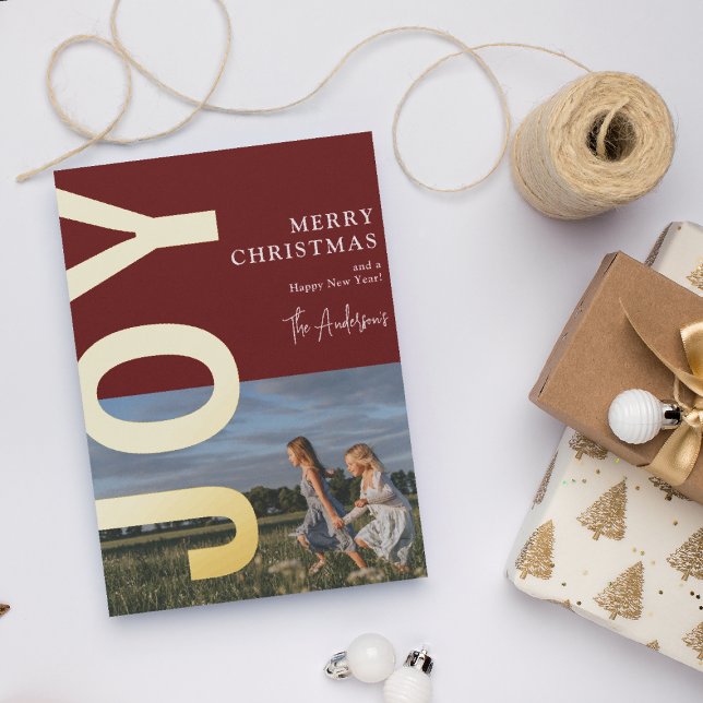 Tarjeta Festiva Con Relieve Metalizado Navidades Mínimos JOY Photo Real Gold (Subido por el creador)