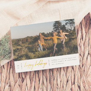 Tarjeta Festiva Con Relieve Metalizado Navidades Mínimos Modernos Felices Fiestas