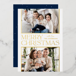 Tarjeta Festiva Con Relieve Metalizado Navidades modernos 2 Photo Gold