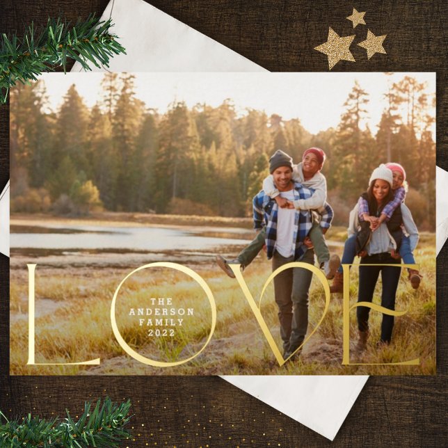 Tarjeta Festiva Con Relieve Metalizado Navidades modernos AMAN a la familia personalizado (Subido por el creador)
