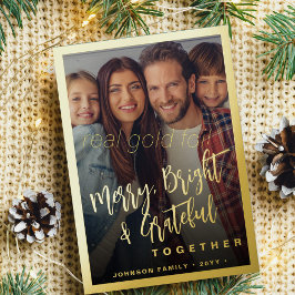 Tarjeta Festiva Con Relieve Metalizado Navidades modernos de escritura de tipografía míni