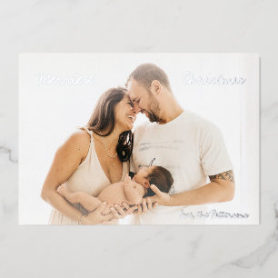 Tarjeta Festiva Con Relieve Metalizado Navidades modernos de la foto manuscrita minimalis