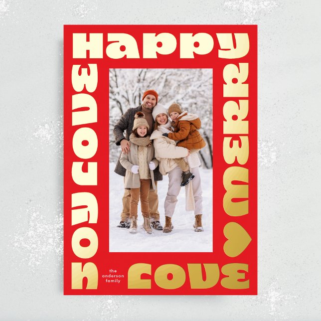 Tarjeta Festiva Con Relieve Metalizado navidades modernos de oro negrita rojo brillante (Subido por el creador)