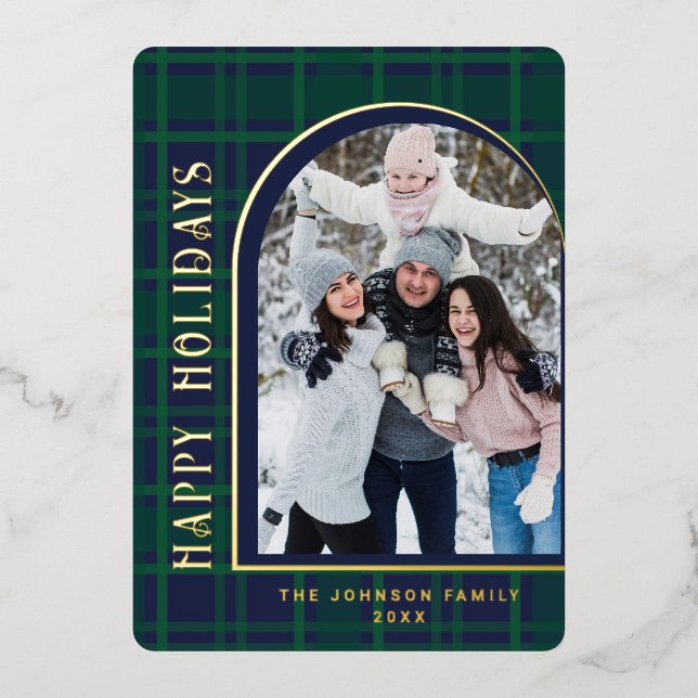 Tarjeta Festiva Con Relieve Metalizado Navidades modernos esparcen FOTO para saludar oro (Anverso)