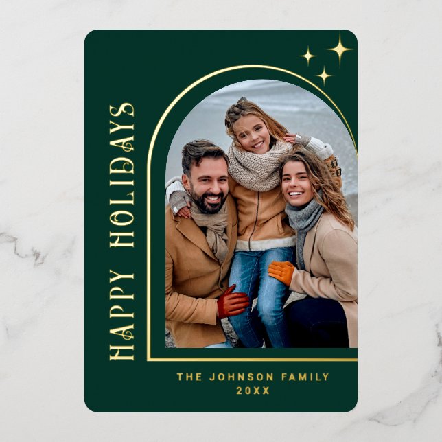 Tarjeta Festiva Con Relieve Metalizado Navidades modernos esparcen FOTO para saludar oro (Anverso)