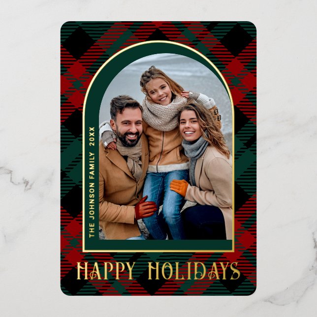 Tarjeta Festiva Con Relieve Metalizado Navidades modernos esparcen FOTO para saludar oro (Anverso)