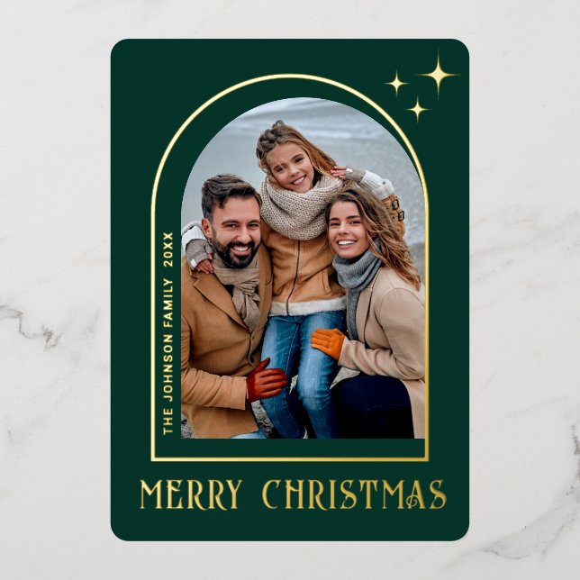 Tarjeta Festiva Con Relieve Metalizado Navidades modernos esparcen FOTO para saludar oro (Anverso)