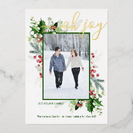 Tarjeta Festiva Con Relieve Metalizado Navidades modernos Greenery Saludo al Relieve meta