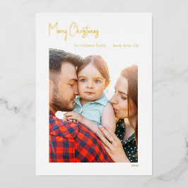 Tarjeta Festiva Con Relieve Metalizado Navidades modernos guión de una foto vertical de o
