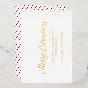 Tarjeta Festiva Con Relieve Metalizado Navidades modernos guion simple y elegante