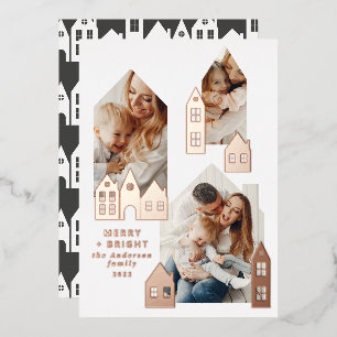 Tarjeta Festiva Con Relieve Metalizado Navidades modernos mínimos Casas nórdicas 3 foto