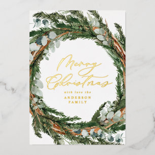 Tarjeta Festiva Con Relieve Metalizado Navidades modernos y mínimos de escritura de fleta