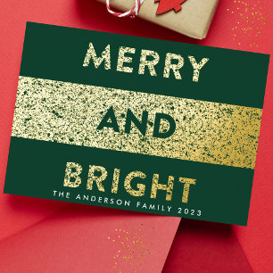 Tarjeta Festiva Con Relieve Metalizado Navidades mora verde y textura brillante