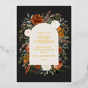 Tarjeta Festiva Con Relieve Metalizado Navidades negro no foto elegante estag