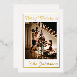 Tarjeta Festiva Con Relieve Metalizado Navidades Oro Blanco Simple Foto moderna