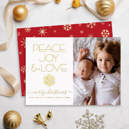 Tarjeta Festiva Con Relieve Metalizado Navidades Paz Alegría Amo Foto Snowflake Real Gold