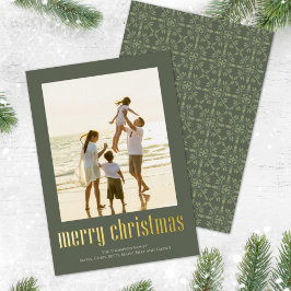 Tarjeta Festiva Con Relieve Metalizado Navidades Paz Alegría Amo Verdes Copo de Nieve 1 F