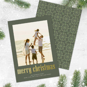 Tarjeta Festiva Con Relieve Metalizado Navidades Paz Alegría Amo Verdes Copo de Nieve 1 F