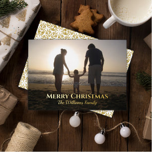 Tarjeta Festiva Con Relieve Metalizado Navidades Personalizado Nombre de foto Elegant Gol