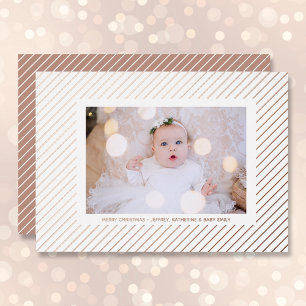 Tarjeta Festiva Con Relieve Metalizado Navidades Photo Silver Pinstripe