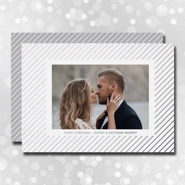 Tarjeta Festiva Con Relieve Metalizado Navidades Photo Silver Pinstripe (Subido por el creador)