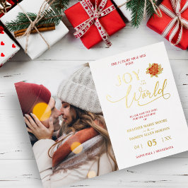 Tarjeta Festiva Con Relieve Metalizado Navidades Poinsettias Wreath Foto MR y MRS. Foto