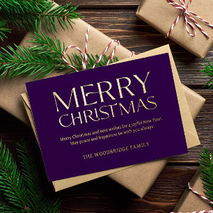 Tarjeta Festiva Con Relieve Metalizado Navidades Purple Luxury Card Elegant Font