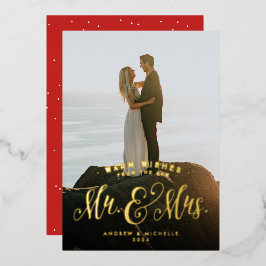 Tarjeta Festiva Con Relieve Metalizado Navidades recién casados cálidos deseos foto