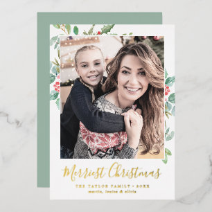 Tarjeta Festiva Con Relieve Metalizado Navidades Relieve metalizado de verde  Navidades M