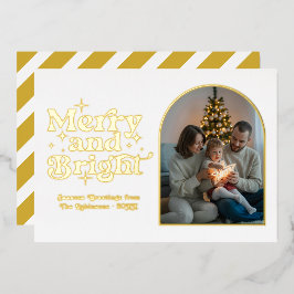 Tarjeta Festiva Con Relieve Metalizado Navidades retro modernos blancos y dorados foto