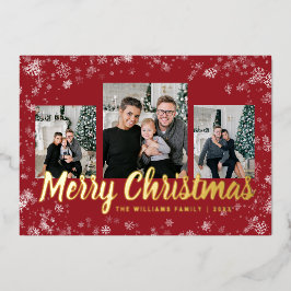 Tarjeta Festiva Con Relieve Metalizado Navidades rojos