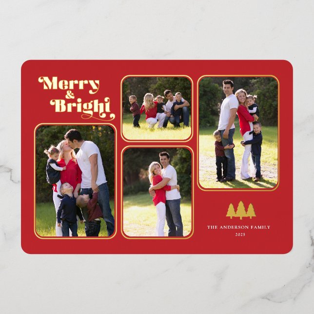 Tarjeta Festiva Con Relieve Metalizado Navidades rojos de foto del Relieve metalizado dor (Anverso)