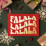 Tarjeta Festiva Con Relieve Metalizado Navidades rojos de la tipografía ondulada Falalala<br><div class="desc">Tarjeta de Navidades FaLaLaLaLa: diseño retro,  con tipografía de época ondulada en Relieve metalizado dorado y fondo rojo clásico</div>
