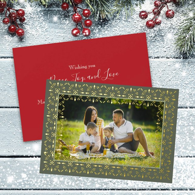 Tarjeta Festiva Con Relieve Metalizado Navidades rojos y verdes Una foto (Subido por el creador)