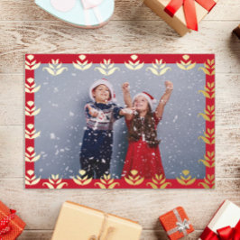 Tarjeta Festiva Con Relieve Metalizado Navidades rústicos acogedores y florales de arte p