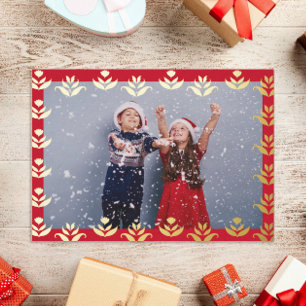 Tarjeta Festiva Con Relieve Metalizado Navidades rústicos acogedores y florales de arte p