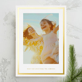 Tarjeta Festiva Con Relieve Metalizado Navidades simples foto Personalizado de marco dora