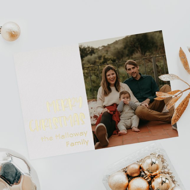 Tarjeta Festiva Con Relieve Metalizado Navidades simples foto única oro (Subido por el creador)