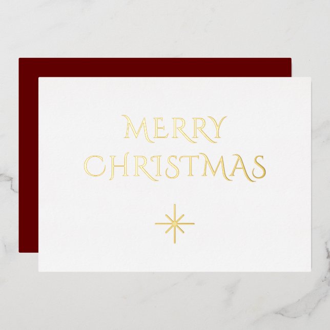 Tarjeta Festiva Con Relieve Metalizado Navidades Snowflake Simple Gold Classic (Anverso/Reverso)