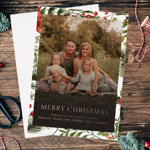 Tarjeta Festiva Con Relieve Metalizado Navidades Vacaciones Fotos familiares Saludos de o