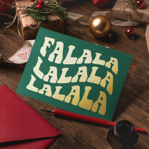 Tarjeta Festiva Con Relieve Metalizado Navidades verdes de la tipografía ondulada Falalal