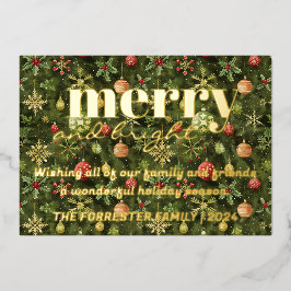 Tarjeta Festiva Con Relieve Metalizado Navidades verdes de Merry Bright