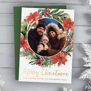 Tarjeta Festiva Con Relieve Metalizado Navidades Wreath Relieve metalizado Foto Tarjeta d