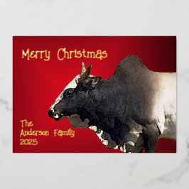 Tarjeta Festiva Con Relieve Metalizado Negrita Navidades de Brahma Bull