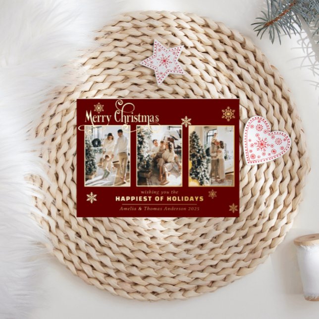 Tarjeta Festiva Con Relieve Metalizado Nieve de Relieve metalizado rojo de varios Collage (Subido por el creador)