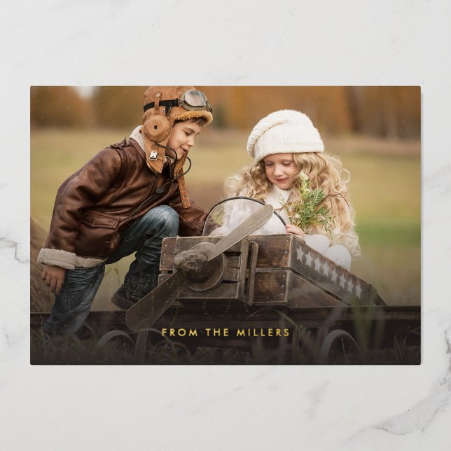 Tarjeta Festiva Con Relieve Metalizado Nieve feliz de vacaciones (Anverso)