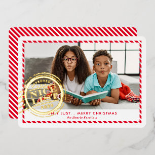 Tarjeta Festiva Con Relieve Metalizado Niños NAVIDADES FOTOGRAFÍA diversión Lista Niza es