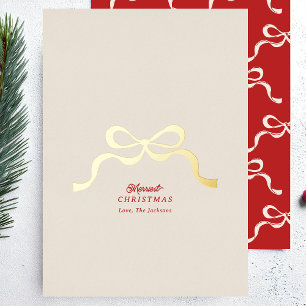 Tarjeta Festiva Con Relieve Metalizado no retro fotográfico navidades dorado arco moderno